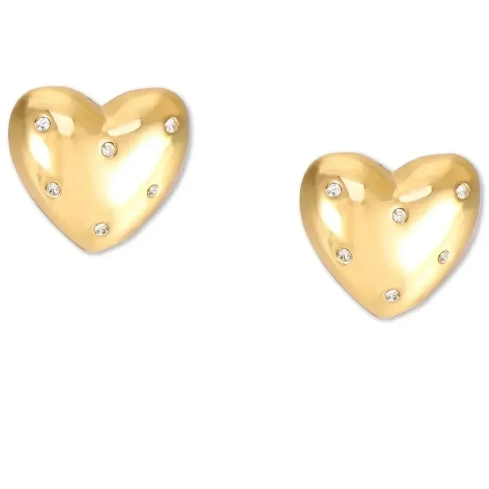 Gold Heart Crystal Earrings